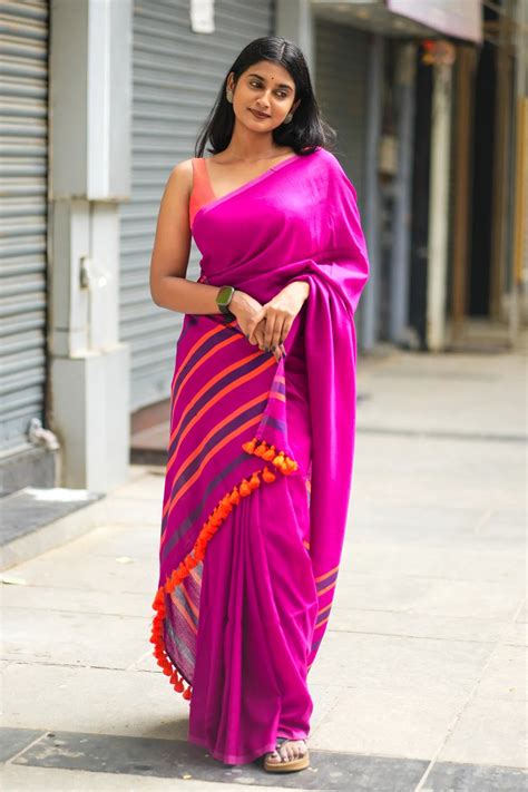 Purple Acrylic Cotton Saree | Office Wear Cotton Sarees Online - I Love ...