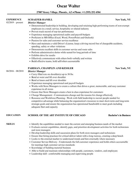 District Manager Resume Samples | Velvet Jobs