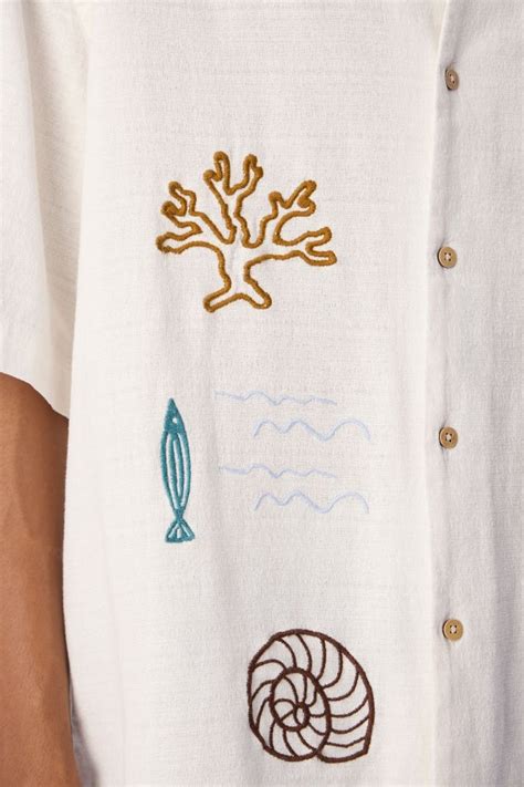 Coastal Soul Resort Shirt | Oversized Embroidered Cotton Shirt | Urban ...