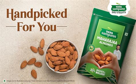 Tata Sampann Maharajaa Almonds/Badam (Whole), 30% Bigger & Bolder, Rich ...