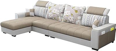 Caradel Bryan 4 Seater L Shape Sofa Cum Bed LHS in Cream & Light Grey ...