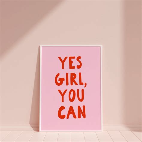 Yes Girl You Can Typography Wall Art Print Female Empowerment Print ...