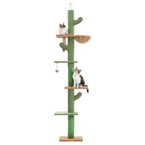 PAWZ Road Cactus Cat Tree Floor to Ceiling Cat Tower with Adjustable ...