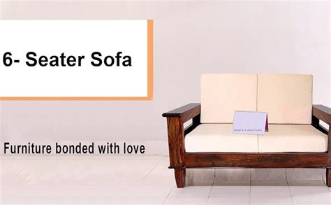 Dews Furniture Sheesham Wood 6 Seater Standard Sofa Set for Living Room ...