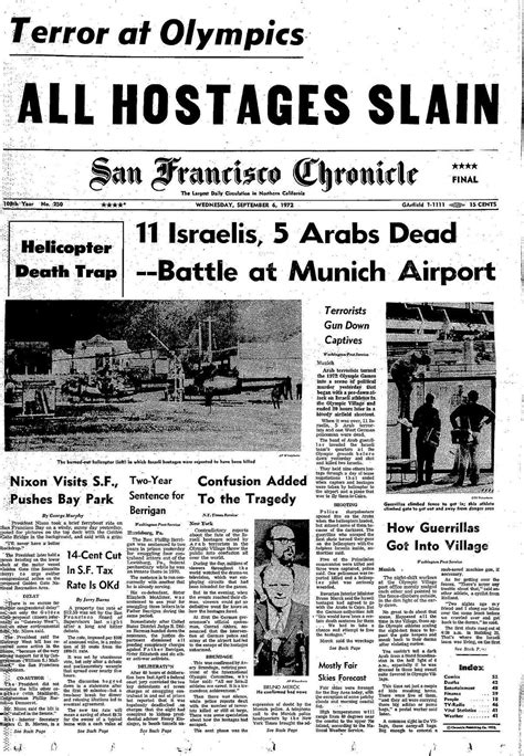 Chronicle Covers: A view of the Munich Olympics massacre
