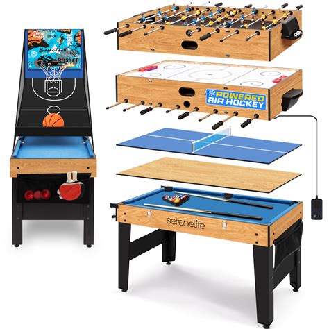 SereneLife 48" 6-in-1 Multi Game Table, Full-Size Indoor and Outdoor Arcade Sports Table with ...