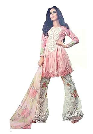 Buy Madeesh Women's Pakistani Suit Cotton Paki Style Heavy Embroidery ...