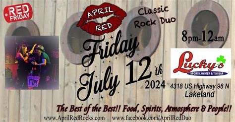 April Red ROCKS Luckys Sports, Oyster & Tiki Bar in Lakeland!, Lucky's ...