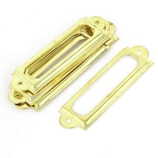 Office Library File Drawer Door Tag Label Holder Gold Tone 10 Pcs ...