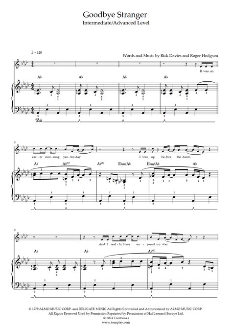 Goodbye Stranger (Intermediate/Advanced Level, with Orchestra ...