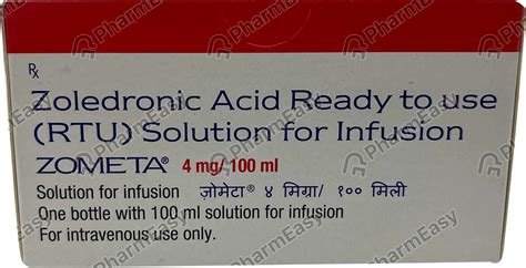 Zometa 4 MG Solution For Infusion (100): Uses, Side Effects, Price ...