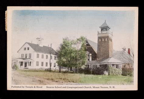 Mount Vernon - Stearns School and Congregational Church - Carte postale ...