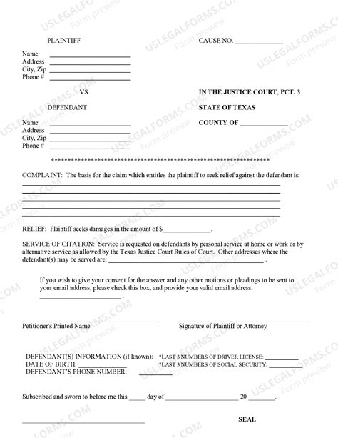 Texas Petition for Small Claims | US Legal Forms