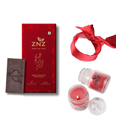 ZNZ Gift Set / Couple Chocolate + Sensual Candle + BlindFold