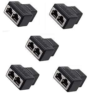 5 pcs RJ45 Splitter Adapter 1 to 2 Dual Female Port CAT 5/CAT 6 LAN ...