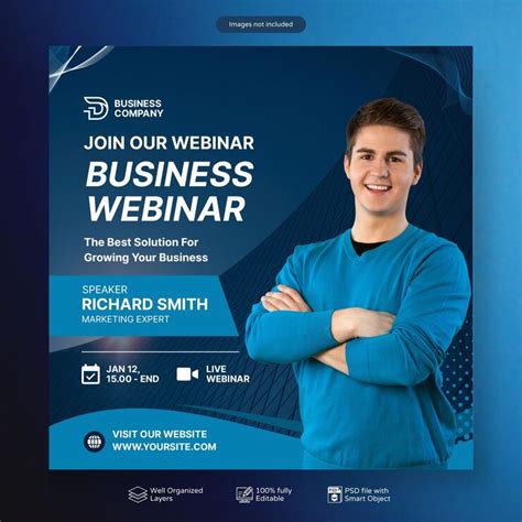 Psd business conference live webinar and corporate social media post ...