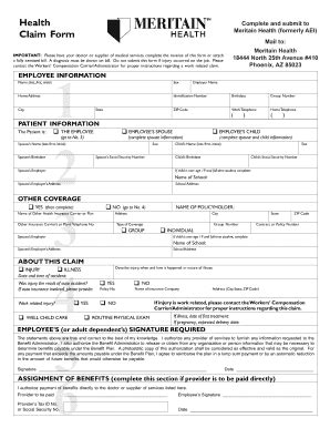 Health Claim Form - Blank Fillable Template | Fill Out, Print ...