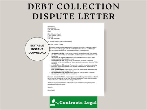 Debt Collection Dispute Letter, Debt Dispute Letter, Debt Validation ...