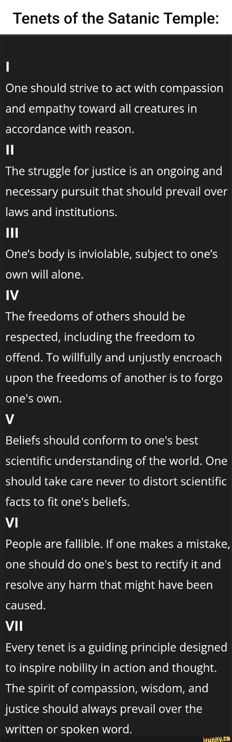 Tenets of the Satanic Temple: One should strive to act with compassion ...
