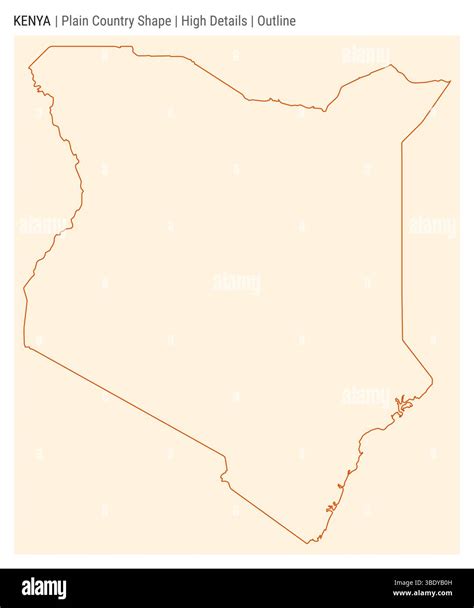 Kenya plain country map. High details. Outline style. Shape of Kenya. Vector illustration Stock ...