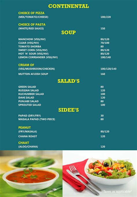 Menu at Daawat (Hotel Tilak), Bhopal, 197