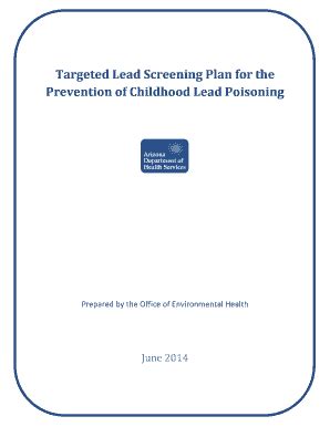 Fillable Online azdhs Targeted Lead Screening Plan for the Prevention ...