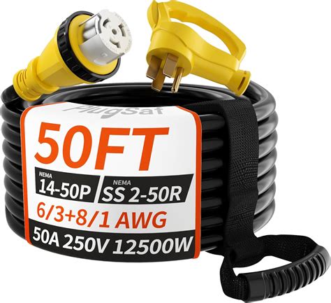 Amazon.com: PlugSaf 50 Amp Generator Cord, 50FT 50 Amp RV Extension ...