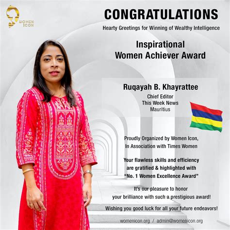 Ruqayah B. Khayrattee Has Won Inspirational Women Achiever Award