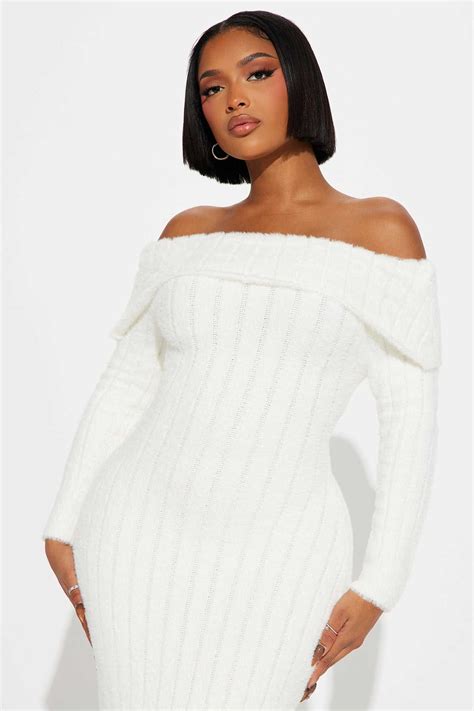 Cara Sweater Maxi Dress - White - Womens Fashion Dresses