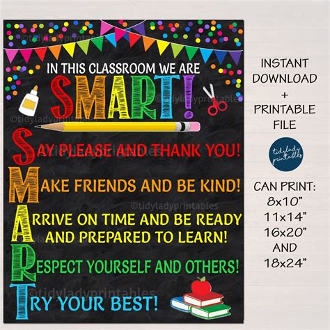 Smart Acronym Classroom Rules Poster | Classroom rules poster, Classroom rules printable ...