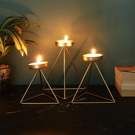 Buy Purestory Set of 3 Tealight Candle Holders for Dining Table ...