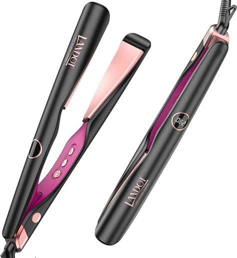 LANDOT 1" Hair Straightener and Curler 2 in 1 - Ceramic Titanium Plates ...
