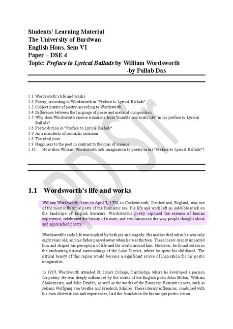 193140 SLM: Essay on Wordsworth's Preface to Lyrical Ballads - Studocu