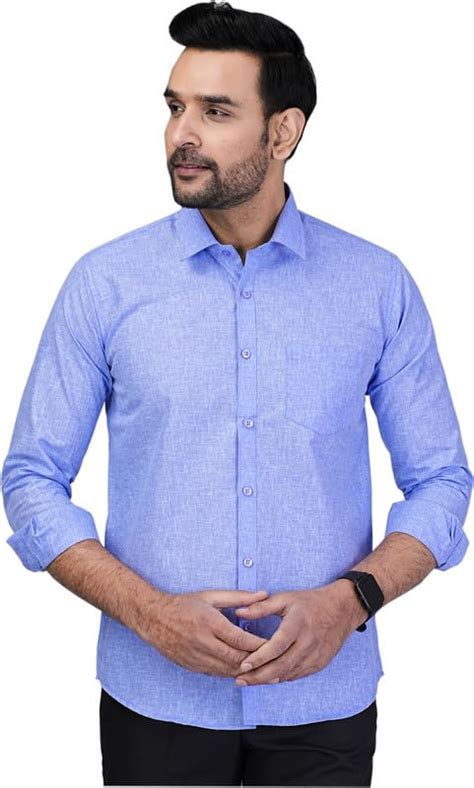 Buy BLACKLILLY Men's Solid Cotton Linen Formal Shirt Plain Full Sleeve ...
