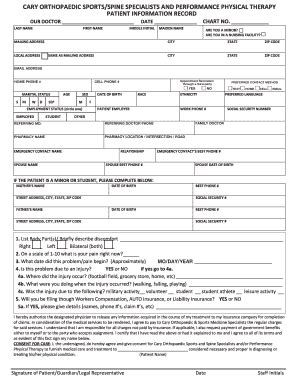 Cary Orthopaedics Patient Information Record 2018-2026 - Fill and Sign ...