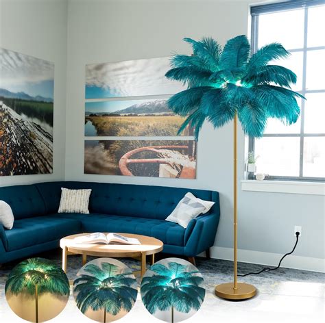 Amazon.com: pombconw Natural Ostrich Feather Lamp Modern Floor Lamp for ...