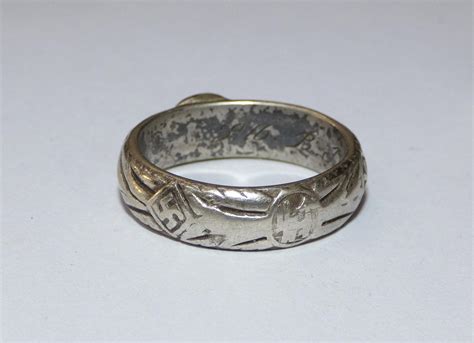 Lot - An SS Death Head Ring in Rare SS Ring Box - Marked