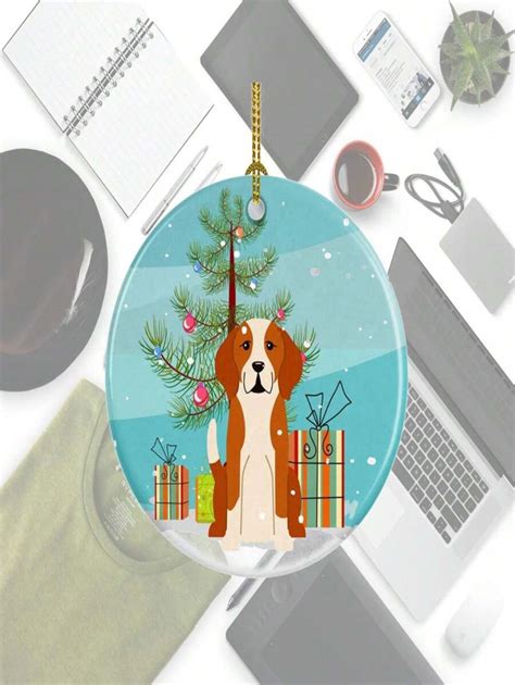 Merry Christmas Tree English Foxhound Ceramic Ornament | SHEIN Brasil