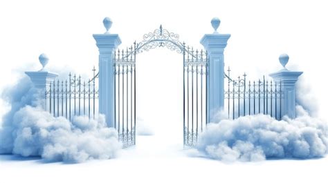Pearly gates with clouds and heaven isolated on w background | Premium ...