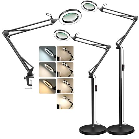 Amazon.com: TOMSOO Magnifying Floor Lamp with Clamp, 3 Color Modes ...