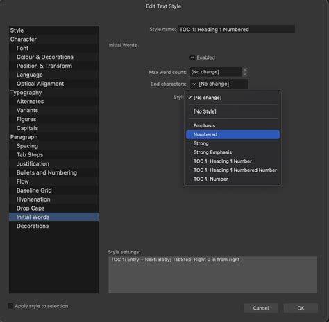 Affinity Publisher V2: Cannot create character style(s) for initial ...