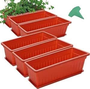 GROWNEER 6 Packs 17 Inches Terracotta Color Flower Window Box Plastic ...