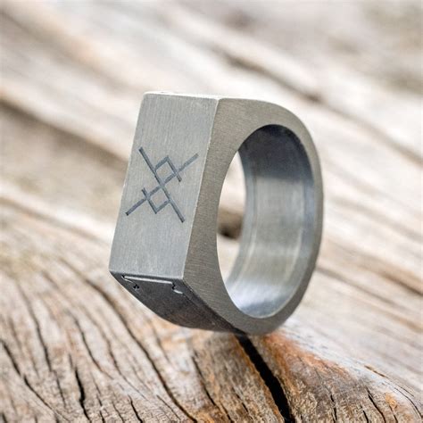 "HEMLOCK" - Custom Embossed Silver Poison Men's Wedding Band