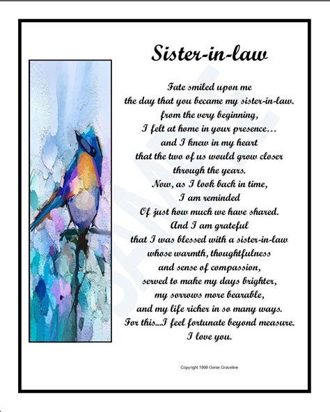 Best Sister in Law Poem Print Verse Gift Present, DIGITAL DOWNLOAD ...