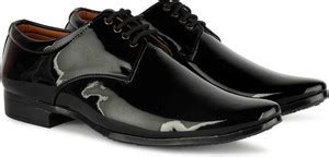 ZOPATO ZOPATO Shiny Patent shoes Slip On For Men (Black) Lace Up For ...