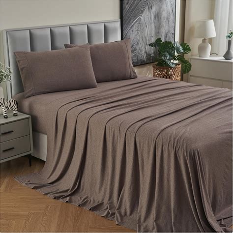 Jersey Cotton Queen Bed Sheets Breathable Ultra Soft Cotton Jersey ...