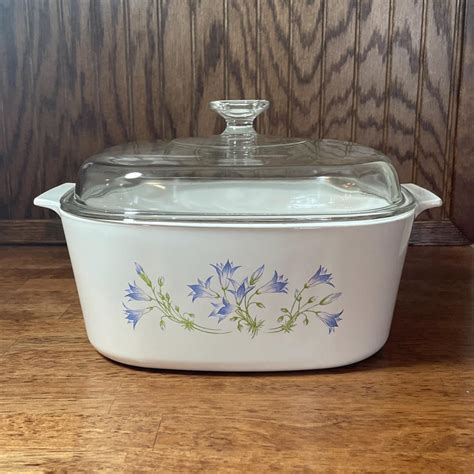5 Quart / Liter Blue Dusk Bouquet Corning Ware Roaster - Vintage Dutch ...