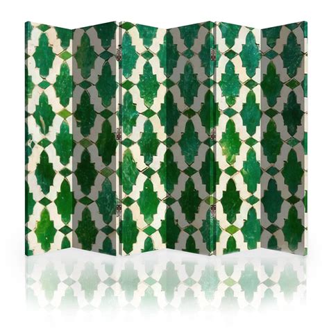 Buy Canvas Room Divider Screen Moroccan Tiles with Traditional Patterns ...