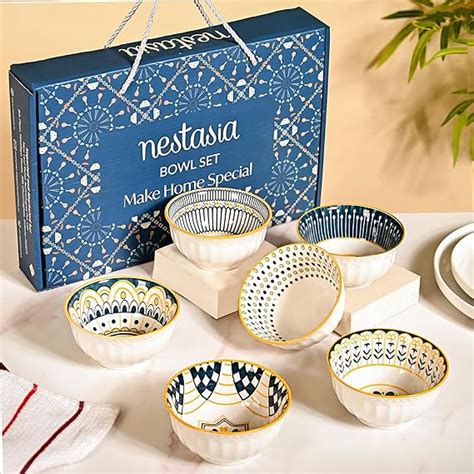 Nestasia Ceramic Bowl Set of 6 | Microwave & Dishwasher Safe ...