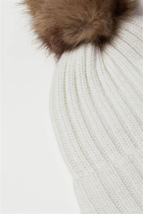 Rib-knit hat - Natural white - Ladies | H&M IN